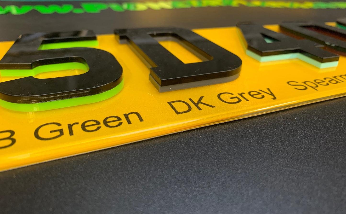 5D Acrylic Number Plates Front & Rear SHORT