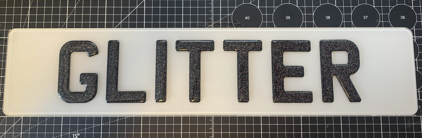 Glitter 3D Gel Show Number Plate SHORT