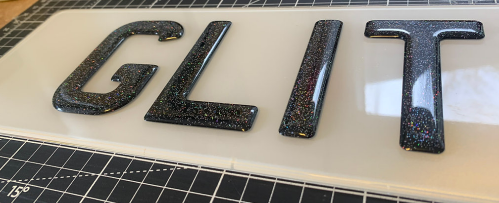 Glitter 3D Gel Show Number Plate SHORT