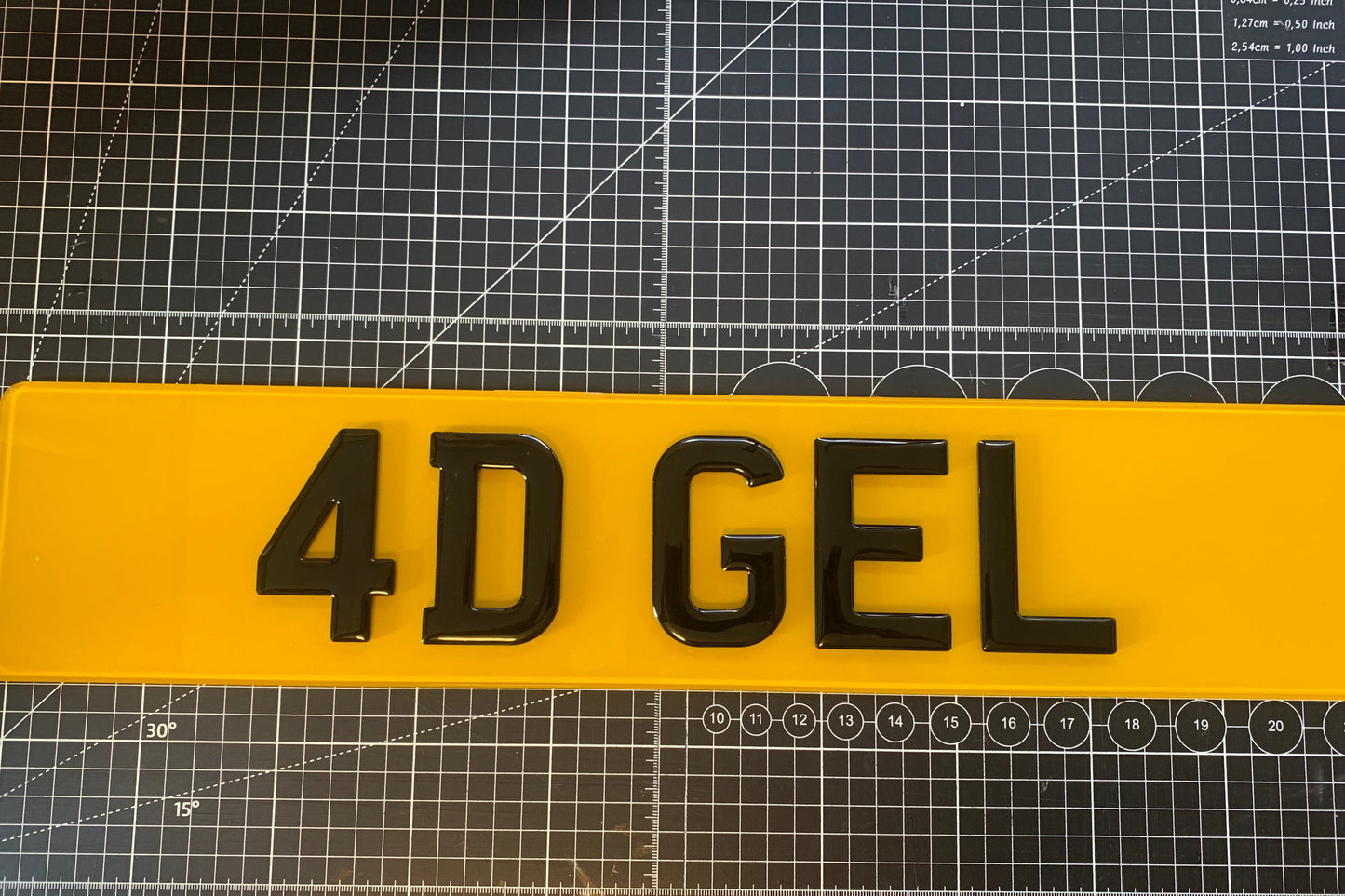 4D Gel Number Plates Front & Rear SHORT